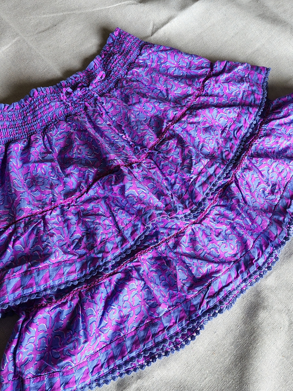 Vineyard Vines Purple and Pink Tiered Mini Skirt Size Small